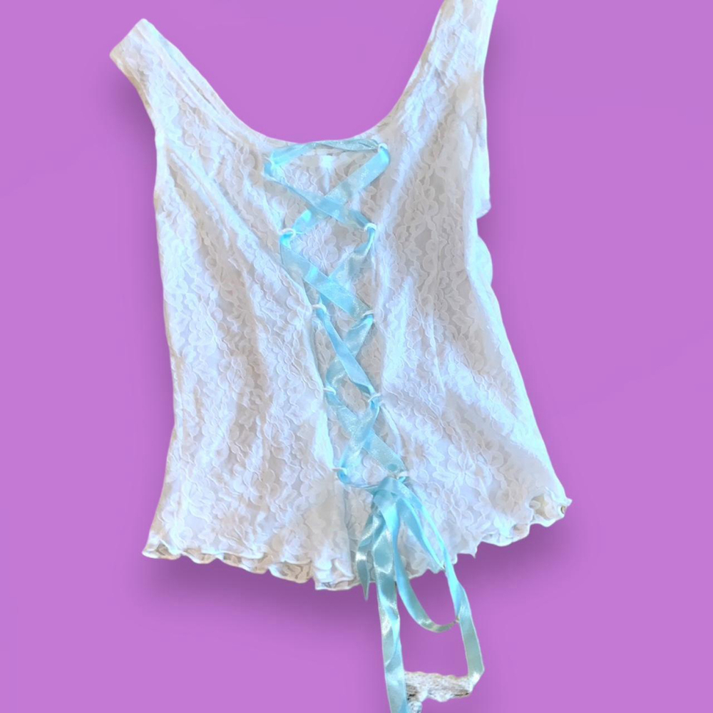 Petra Fashions Vintage Laceup Ribbon Top